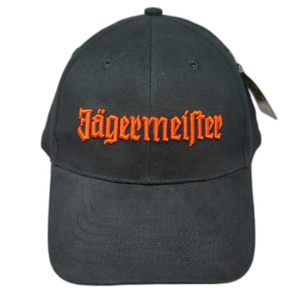 Jägermeister Baseball Cap Black One Size Orange Embroidered Logo Slideback Hat